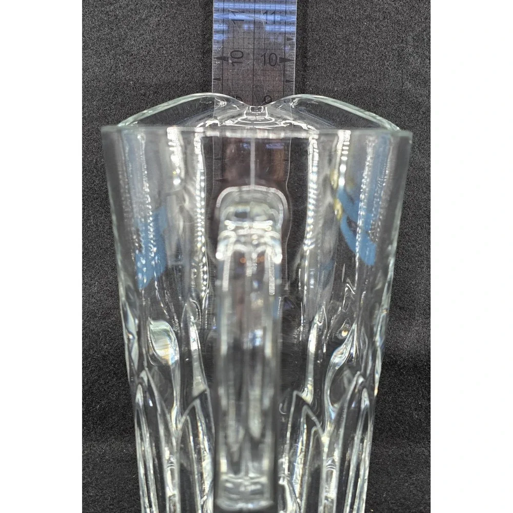 Vintage Italy Fluted Crystal Glass‎ Pitcher Heavy Juice Beverage Water Lipped 9